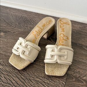 Sam Edelman Beige Woven Mules